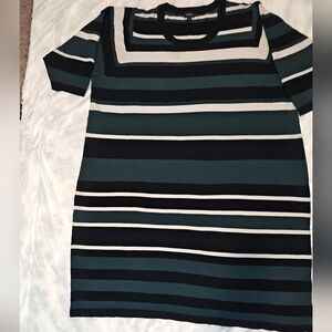Torrid Black and Green Striped Mid Sleeve Dress Size 6